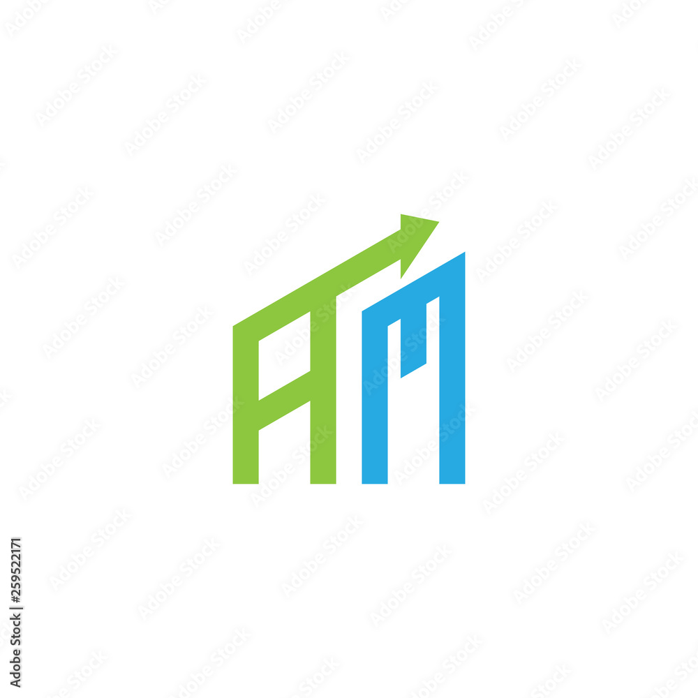 initial letter AM logo with growing arrows initial letter AM logo with growing arrows