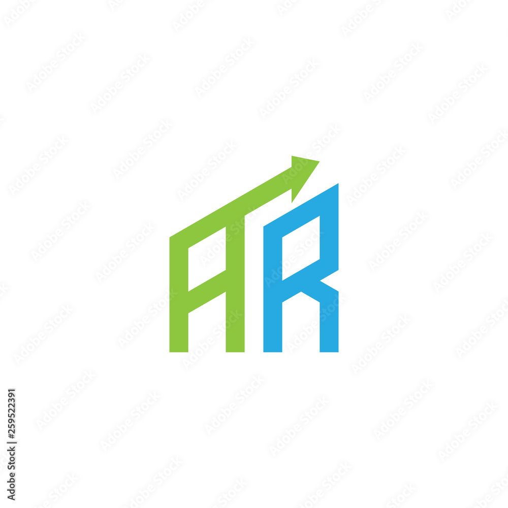 initial letter AR logo with growing arrows initial letter AR logo with growing arrows