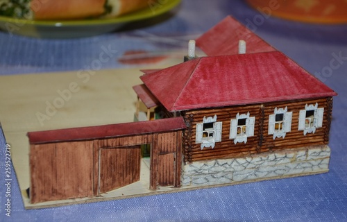 Toy model of the house. Such houses were built everywhere in the Ural settlements in the twentieth century.