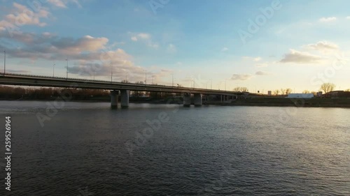 Wallpaper Mural Drone flight towards the Lazienkowski Bridge in Warsaw, Poland Torontodigital.ca