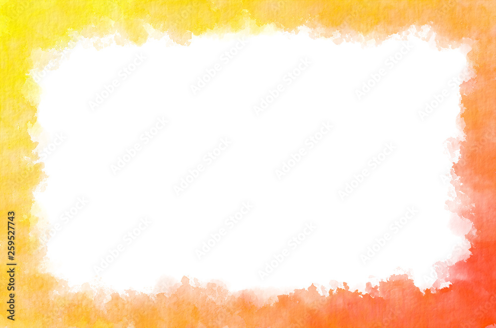 Yellow Orange Ombre Watercolor Frame With Space for Text or Image - obrazy, fototapety, plakaty 