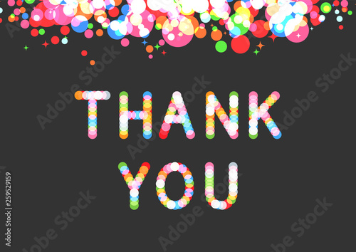 Obraz na plátně Vector thank you phrase in sparkling bokeh effect font.