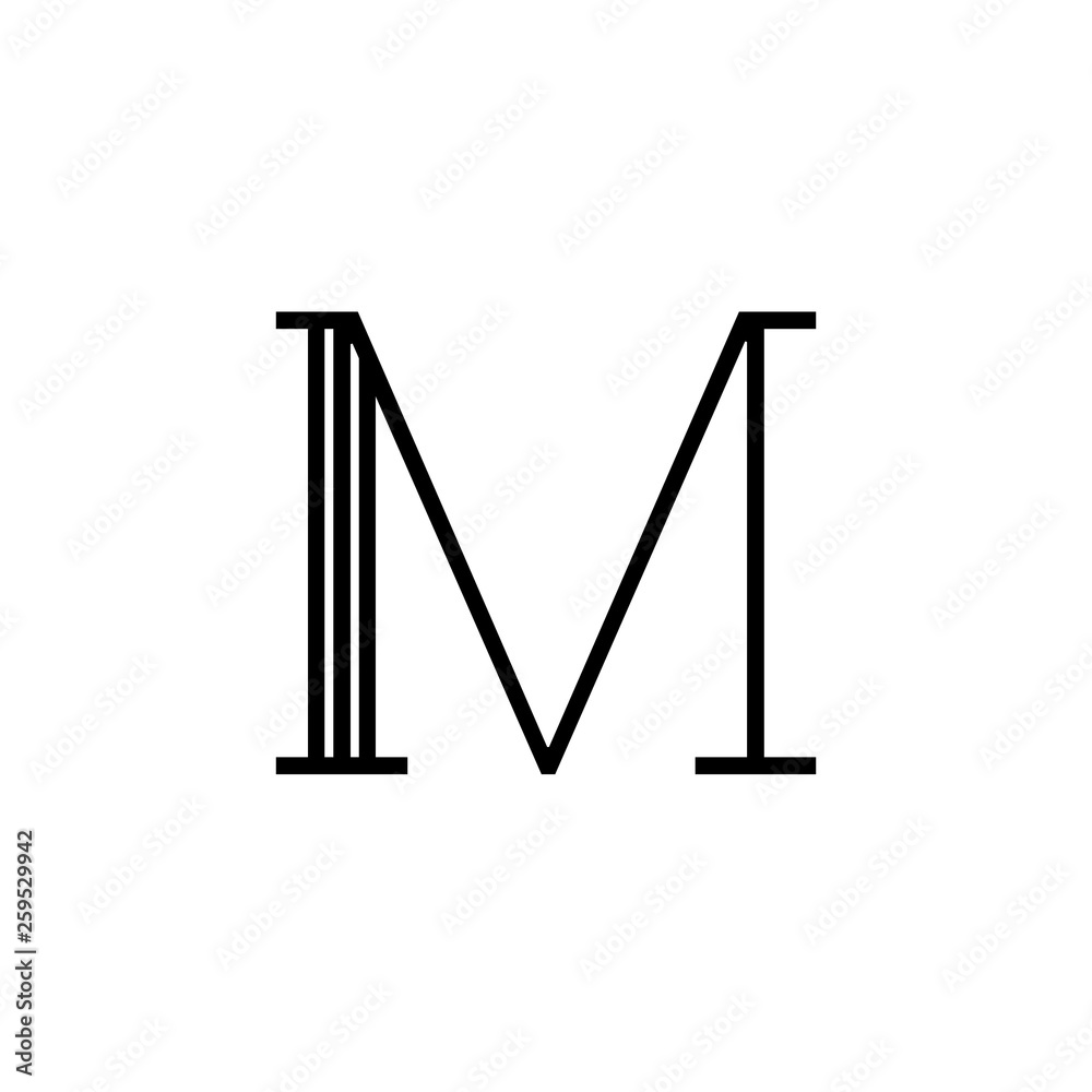 Vector Classical Letter M Lines Black and White Vector Classical Letter M Lines Black and White