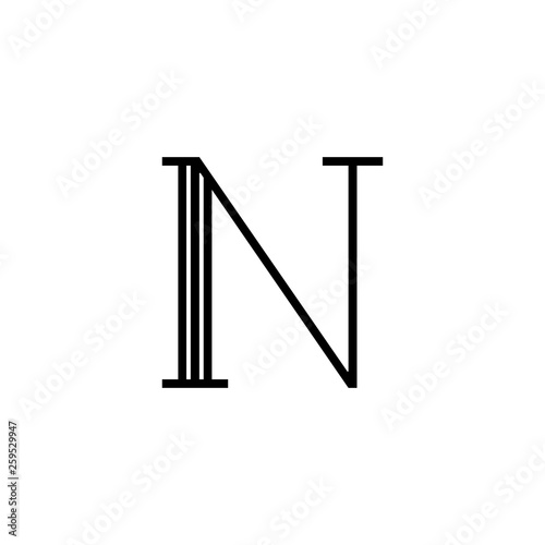 Vector Classical Letter N Lines Black and White
