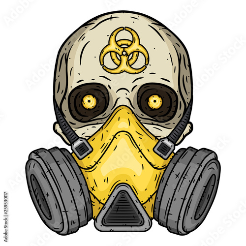 Skull. Skull with gas mask. Skull with respirator.