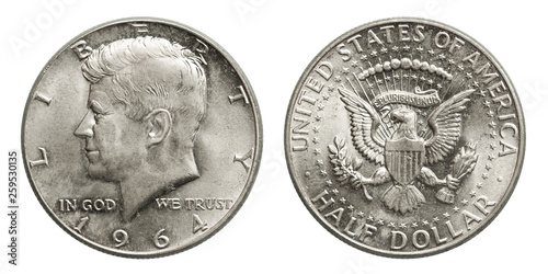 US silver coin half dollar Kennedy 1964