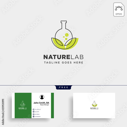 eco lab nature leaf simple line logo template vector illustration icon element