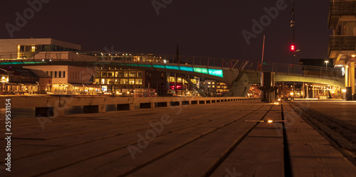 Fredrikstad, starówka, old city, gamlebyen, bridge, zwodzony most, noc, night, natt, light, światła miasta, city, byen, Norwegia, Norge, Norway, Skandynawia, Scandinavia