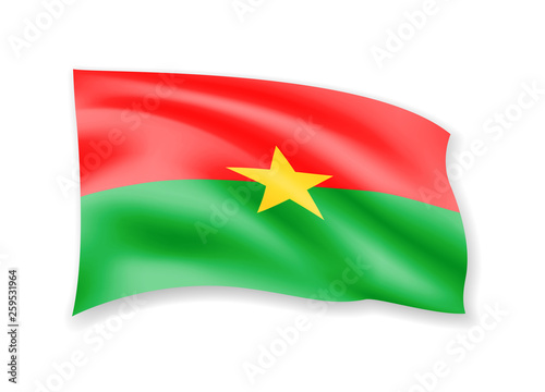 Free Download Waving Burkina Faso flag on white. Flag in the wind. - GFXLoad