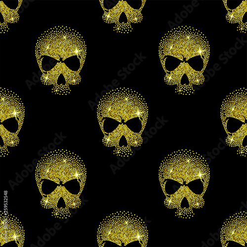 Scattered golden dust skull pattern