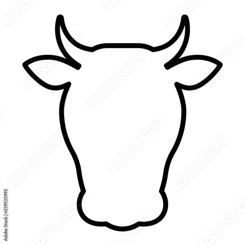 Cow head outline icon. Clipart image isolated on white background