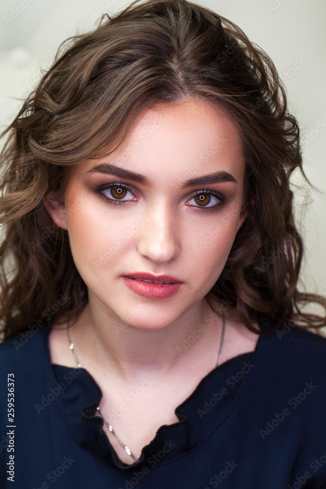 Make up beauty. Close up beautiful brunette fashion girl Make up beauty. Close up beautiful brunette fashion girl
