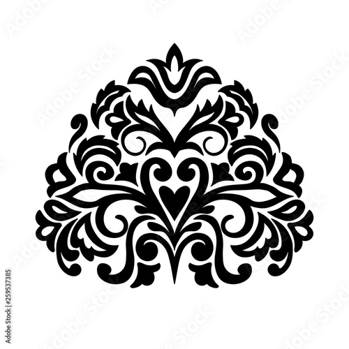 Billede på lærred black damask blazon with heart symbol