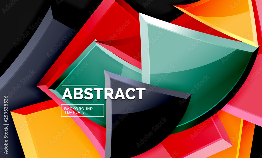 Glossy mosaic style geometric shapes - squares and triangles on black Glossy mosaic style geometric shapes - squares and triangles on black