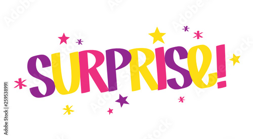SURPRISE! colorful graffiti tag banner with stars