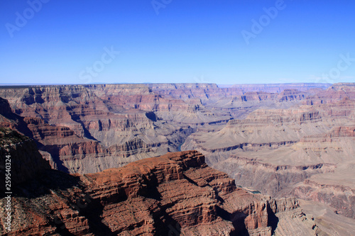Grand Canyon National Park view against a clear blue sky