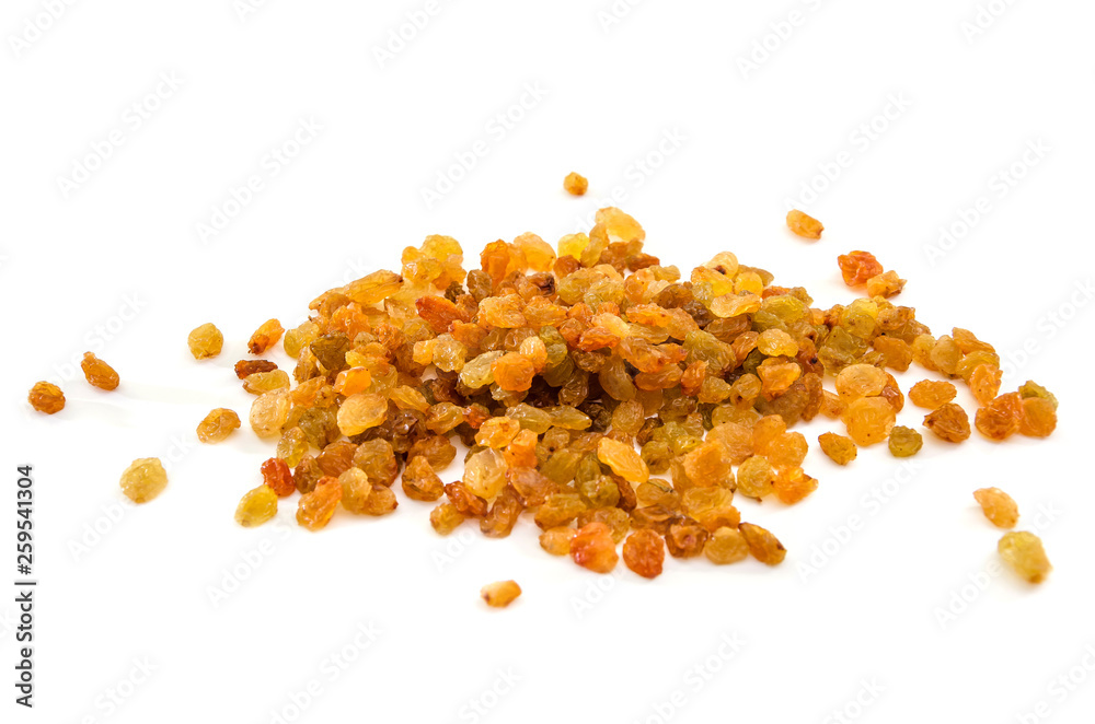 yellow raisins on a white background yellow raisins on a white background
