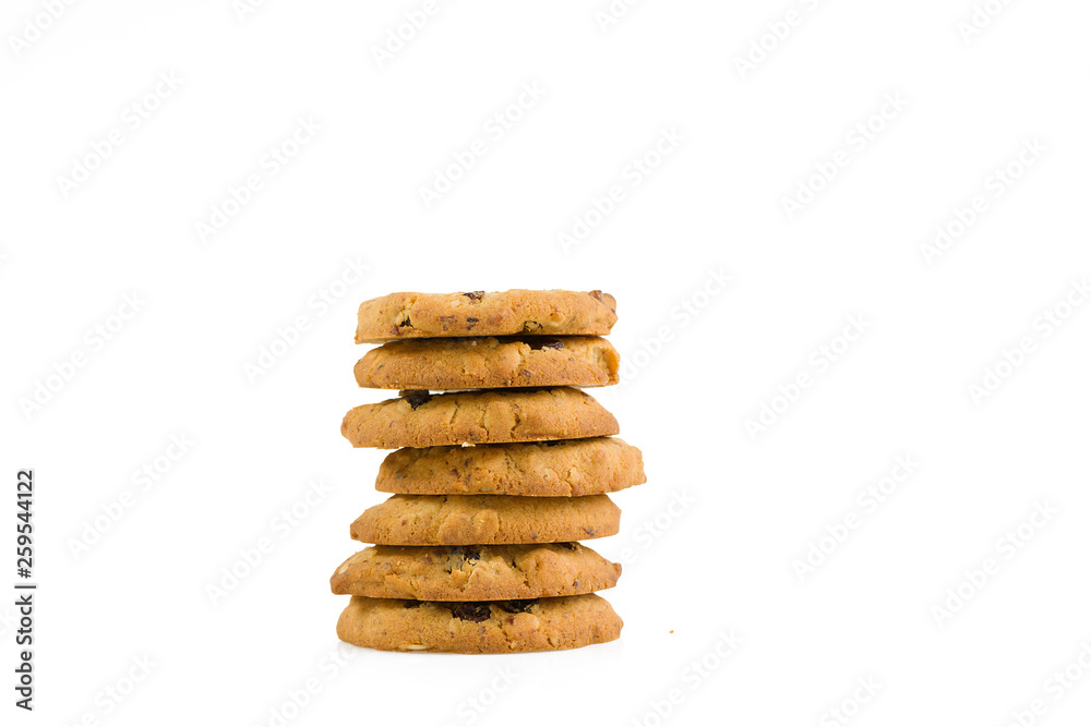 Cookies on white background. Copy space. Cookies on white background. Copy space.