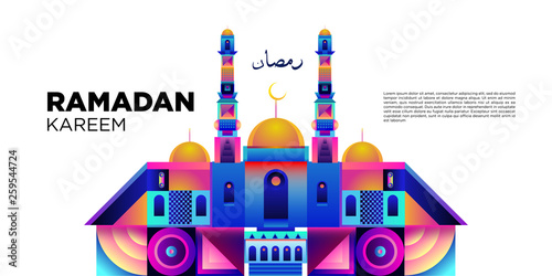 Vector colorful ramadan islamic greeting card and banner