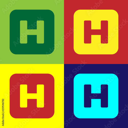 Color Hospital sign icon isolated on color backgrounds. Flat design. Vector Illustration