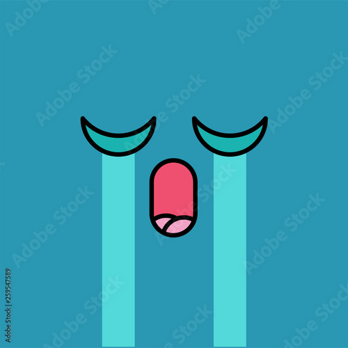 Crying, teary emoji vector illustration