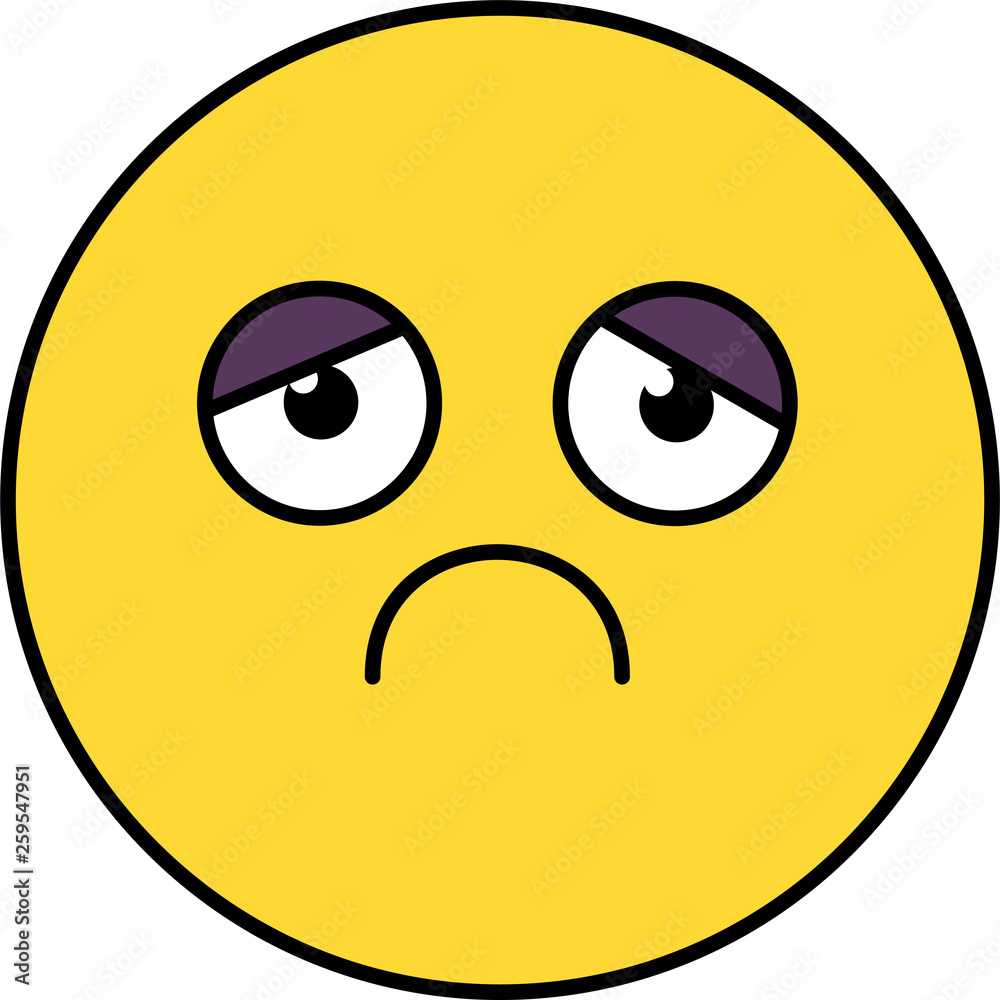 Sad, depressed emoji illustration
