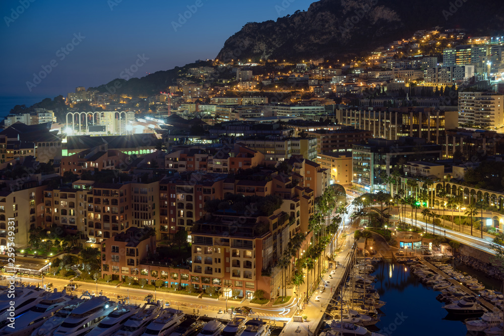Fontvieille, Monaco in the night