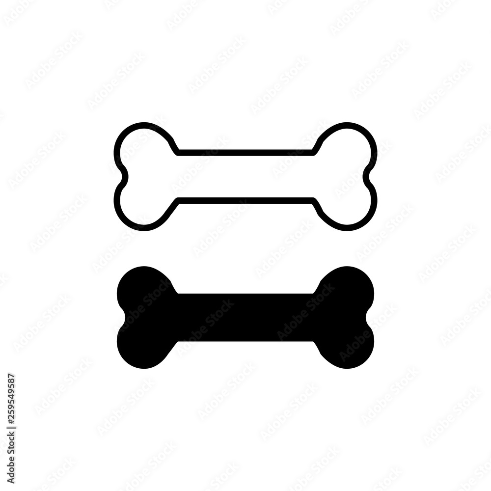 Dog bone icon in modern flat design isolated on white background, pet food vector illustration