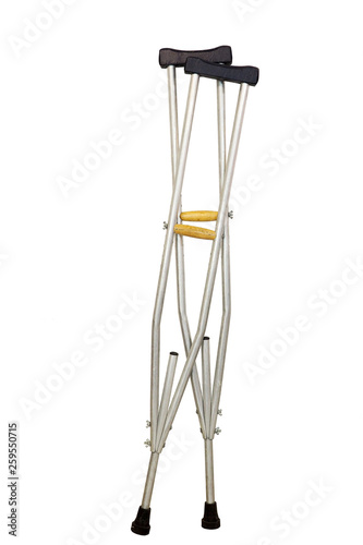 Slika na platnu crutches made from aluminum , wood and leather isolated on white background
