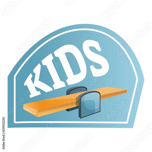 Kids wood seesaw logo. Cartoon of kids wood seesaw vector logo for web design isolated on white background