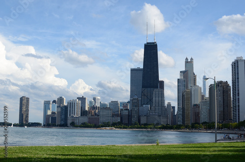 peaceful chicago city and lake michigan