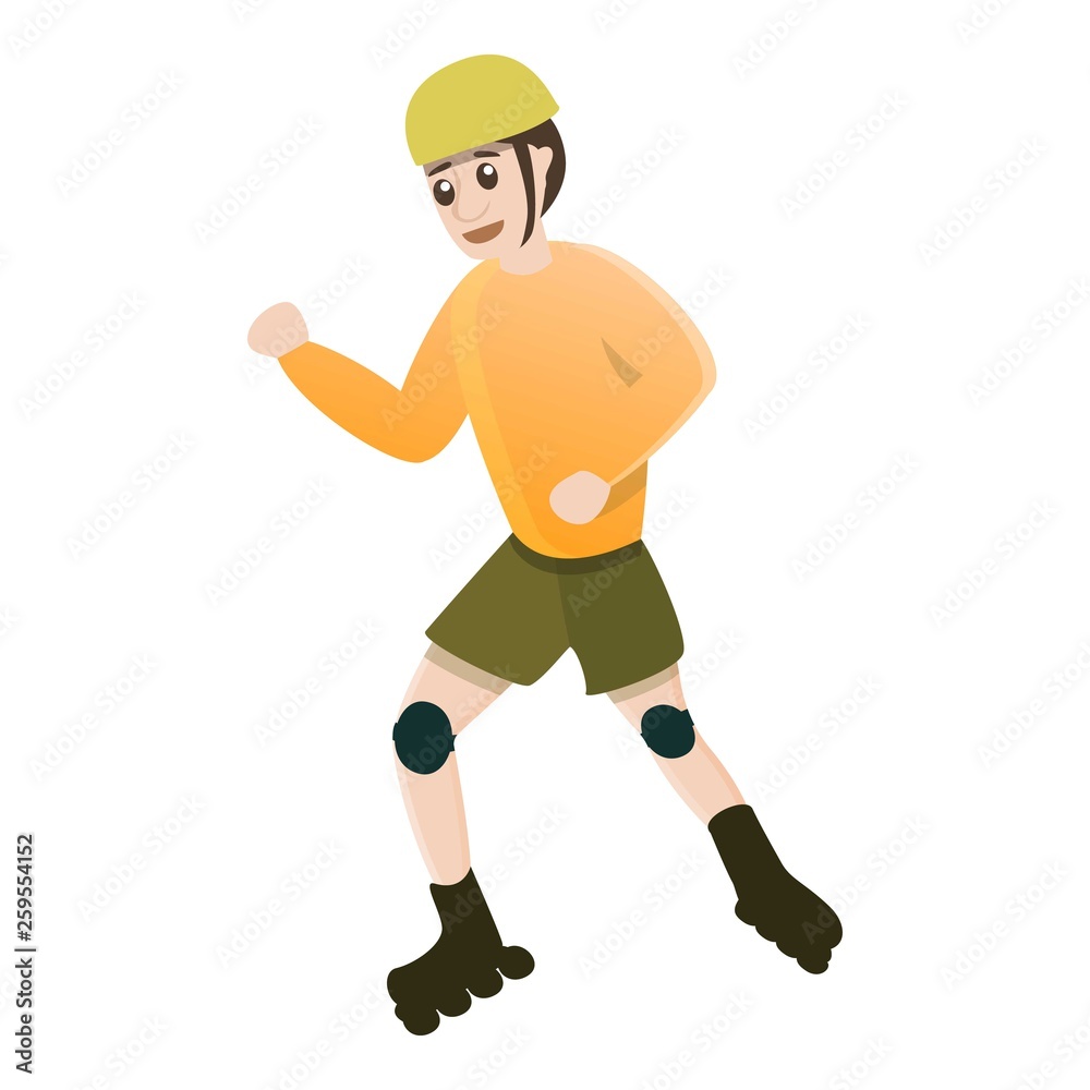 Dynamic kid move inline skates icon. Cartoon of dynamic kid move inline skates vector icon for web design isolated on white background Dynamic kid move inline skates icon. Cartoon of dynamic kid move inline skates vector icon for web design isolated on white background