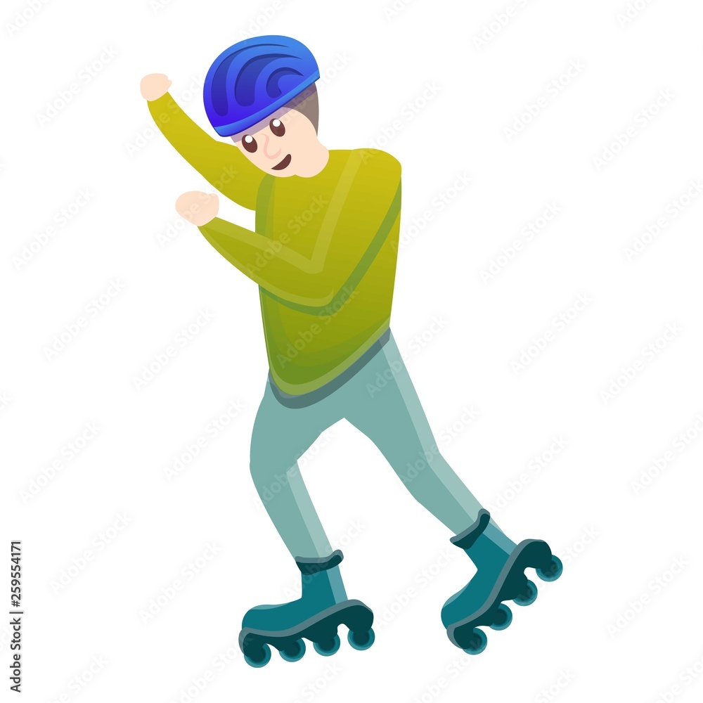 Rider inline skates icon. Cartoon of rider inline skates vector icon for web design isolated on white background Rider inline skates icon. Cartoon of rider inline skates vector icon for web design isolated on white background
