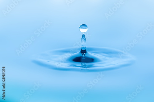 Water Drop on clear water surface. Idea for pure drinking water. saving the environment.