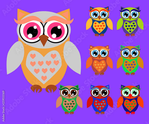 Wallpaper Mural Cute cartoon owls set for baby showers, birthdays and invitation designs Torontodigital.ca