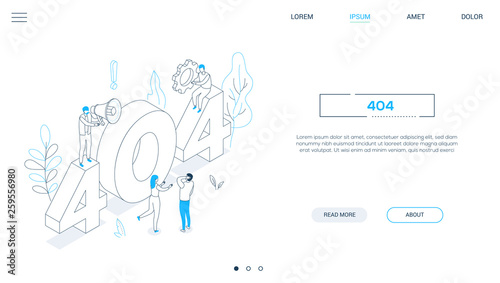 Error 404 page - line design style isometric web banner