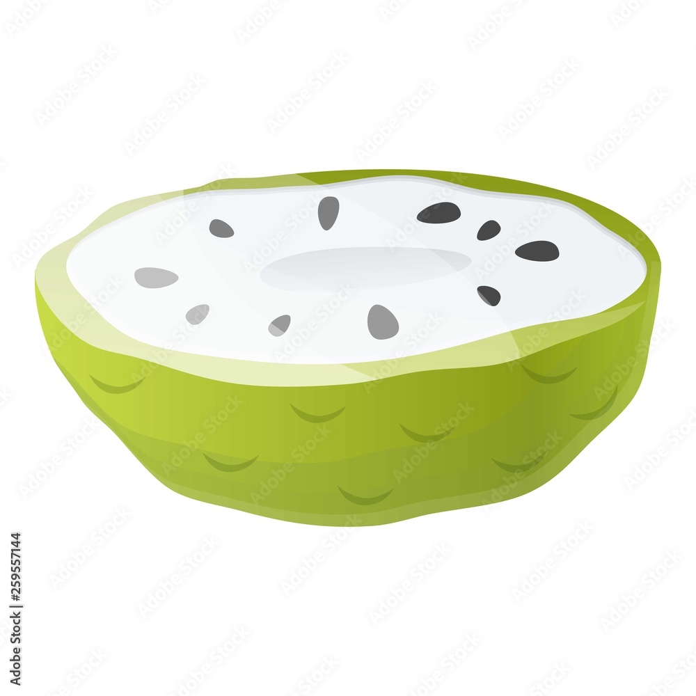 Half soursop icon. Cartoon of half soursop vector icon for web design isolated on white background
