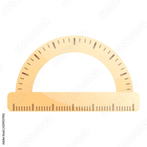 Wood protractor icon. Cartoon of wood protractor vector icon for web design isolated on white background