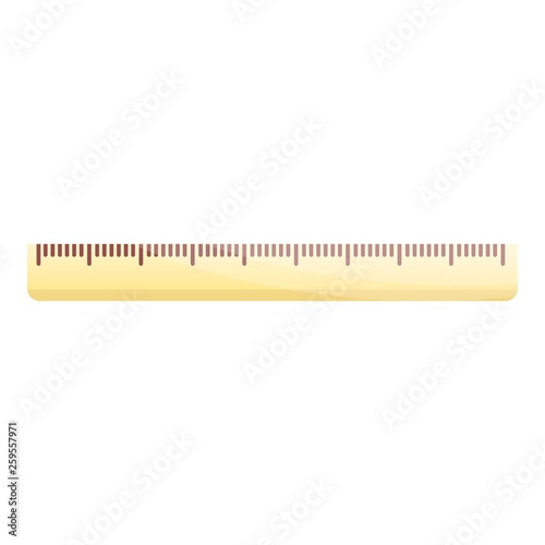 Wood ruler icon. Cartoon of wood ruler vector icon for web design isolated on white background