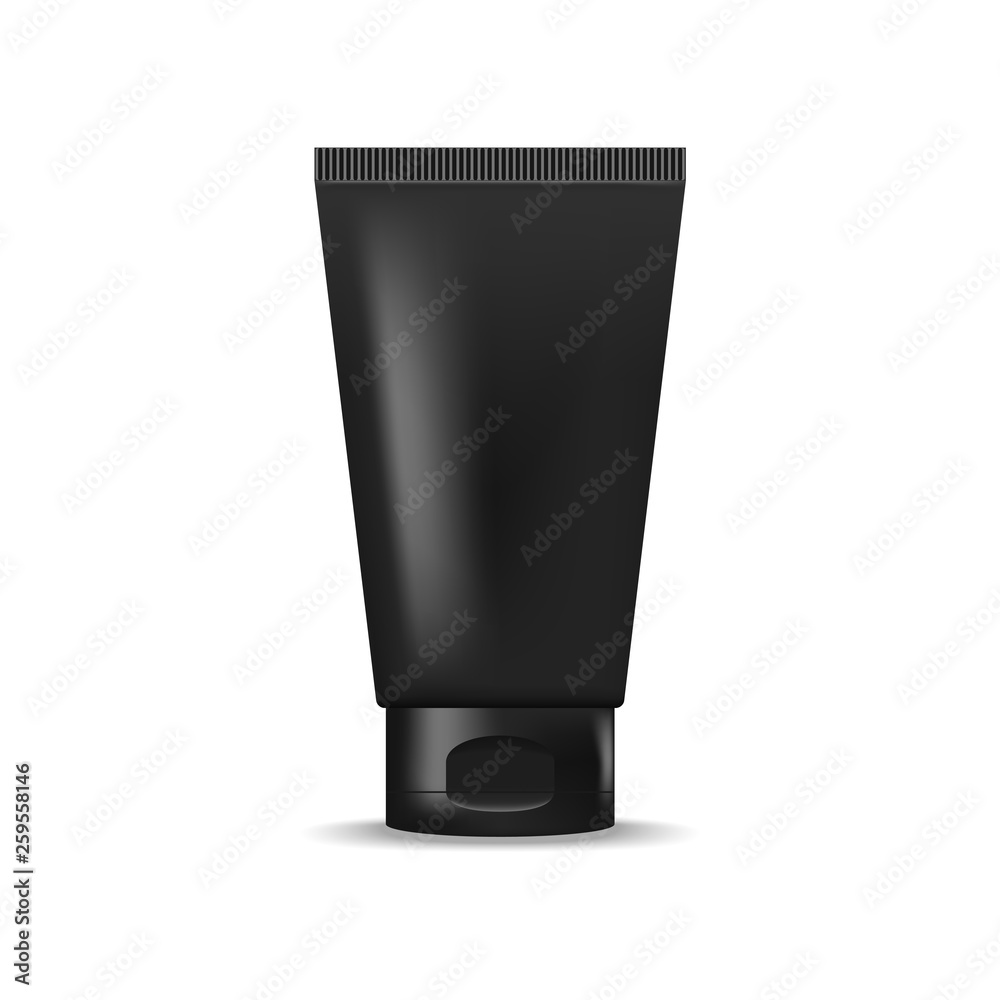 Black blank tube of cream, gel. Mock up, cosmetic package Black blank tube of cream, gel. Mock up, cosmetic package