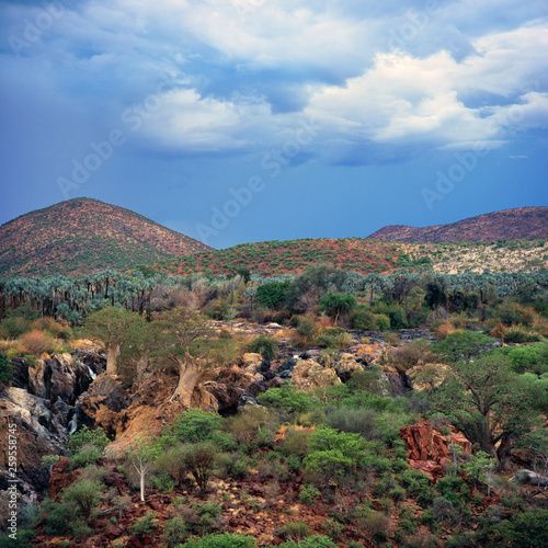 view of waterfall in namibia