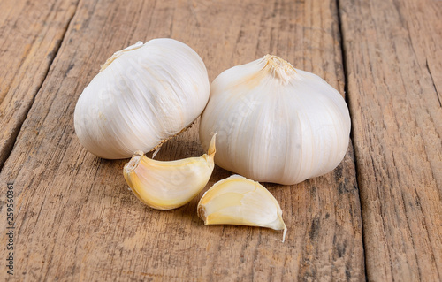 garlic on wooden background