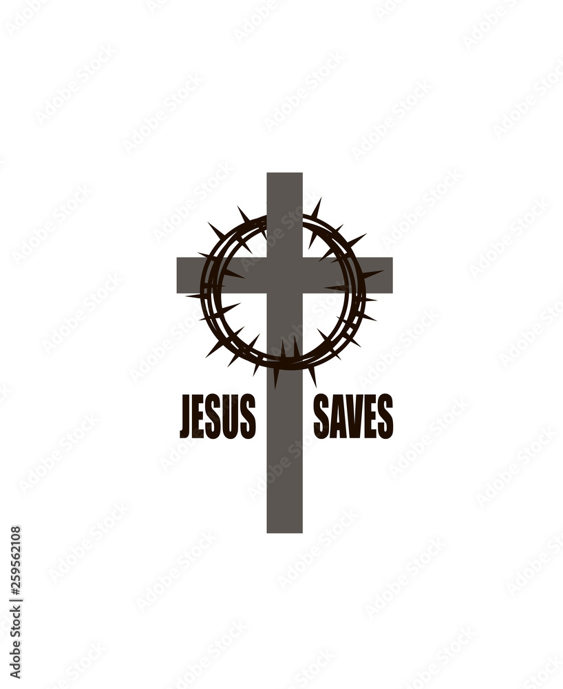 Obraz premium crown of thorns and cross icon isolated on white background 