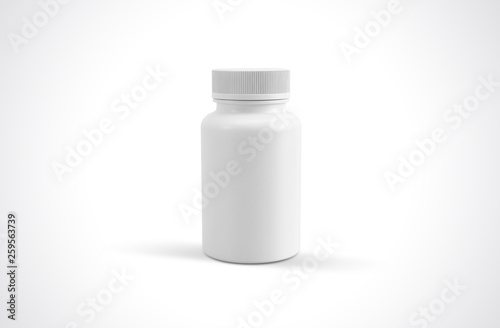 Medicine white pill bottle isolated on a white background