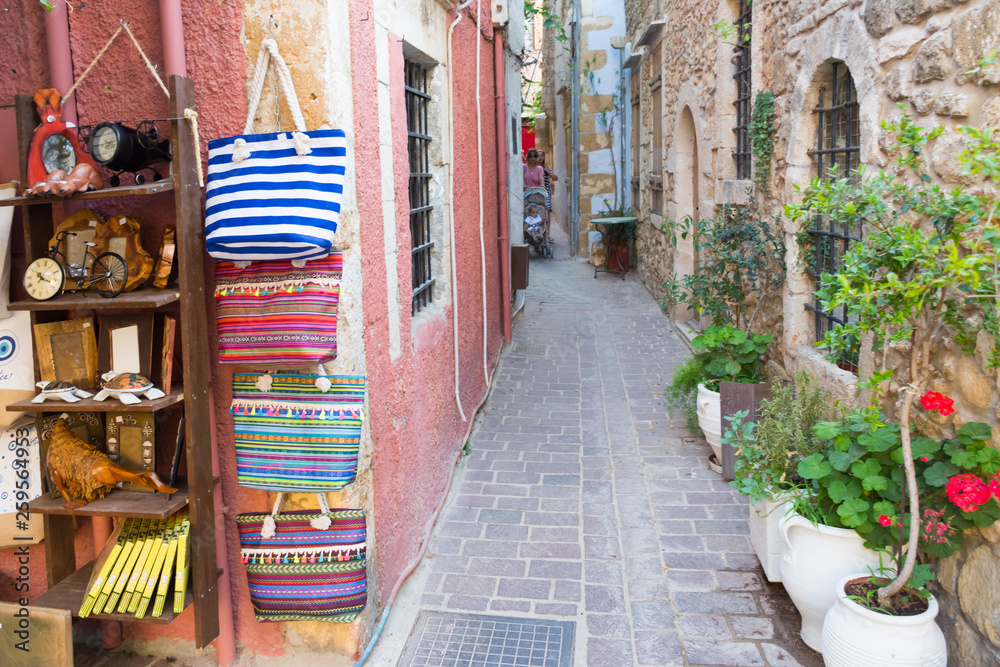 Naklejka premium Chania. Crete. The narrow streets in the old town. 