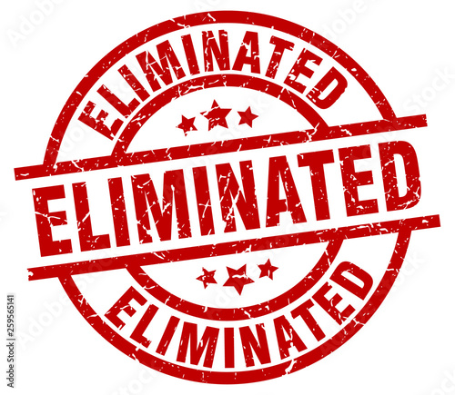 eliminated round red grunge stamp