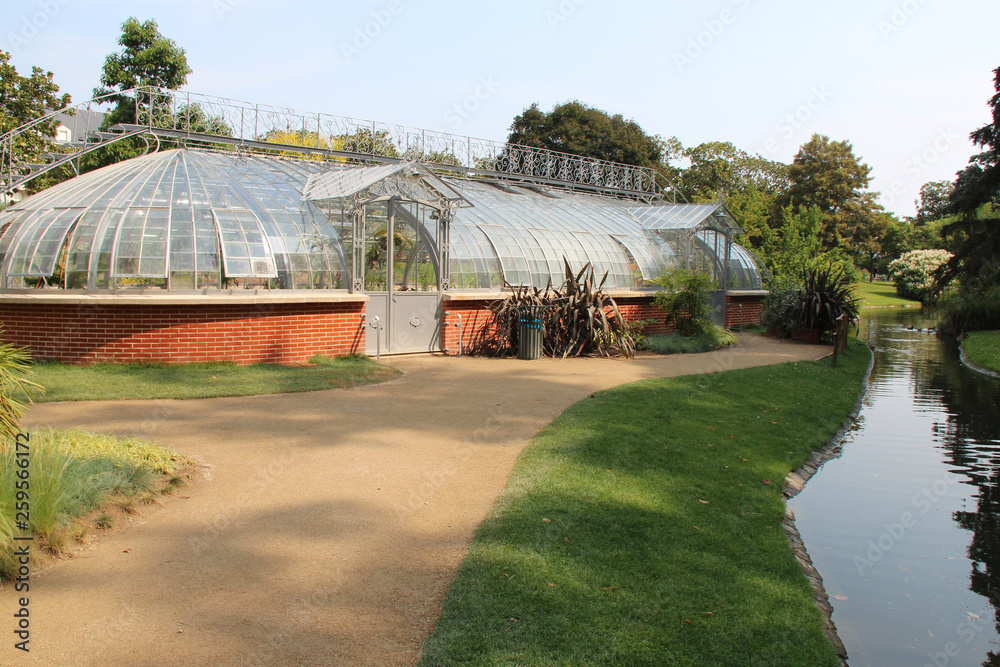 Greenhouse in a public garden in Nantes (France)