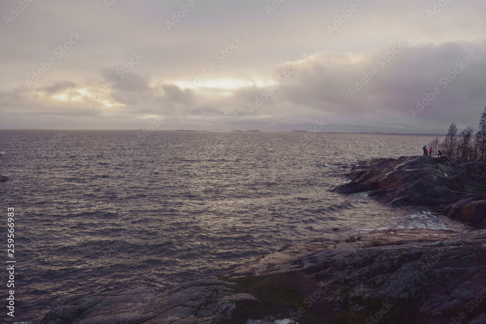 clouds sunset over sea in Norway 