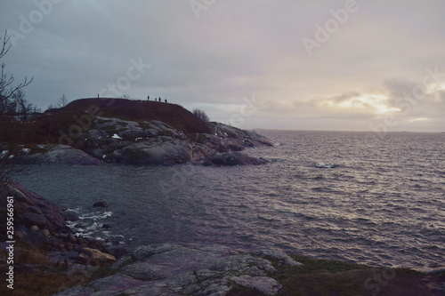 clouds sunset over sea in Norway 