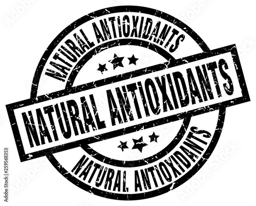 natural antioxidants round grunge black stamp